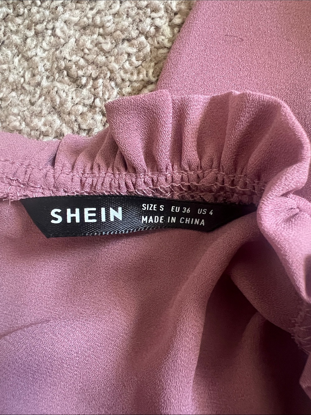SHEIN Dusty Pink Mock Neck Blouse & Navy Peplum Wrap Top Set - Picture 2 of 7